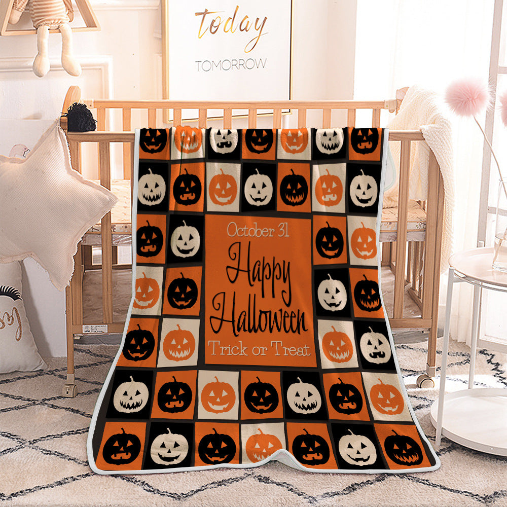 Halloween Different Pumpkin Crafting Facial Expression Quilted Throw Blankets