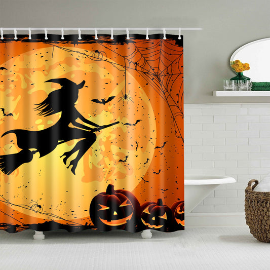 Halloween Flying Witch Shadow Shower Curtain