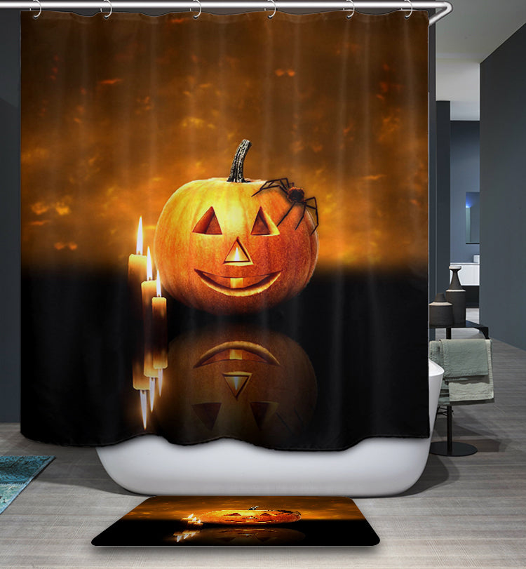 Halloween Pumpkin with Candle Lights Shower Curtain