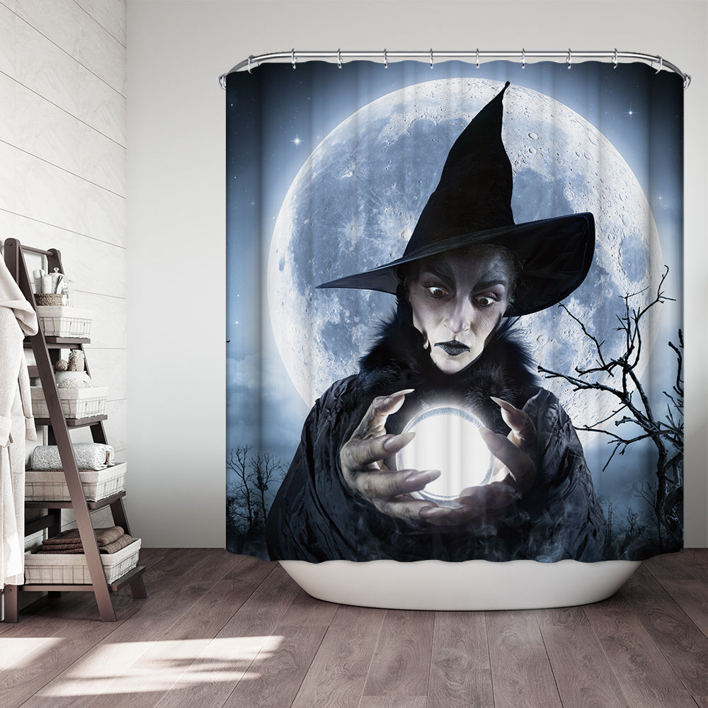 Halloween Witch Clairvoyant In A Spooky Night Shower Curtain
