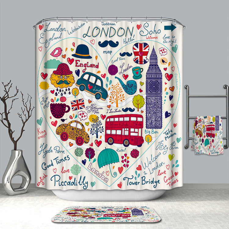 Hand Lettering Symbols of London Shower Curtain