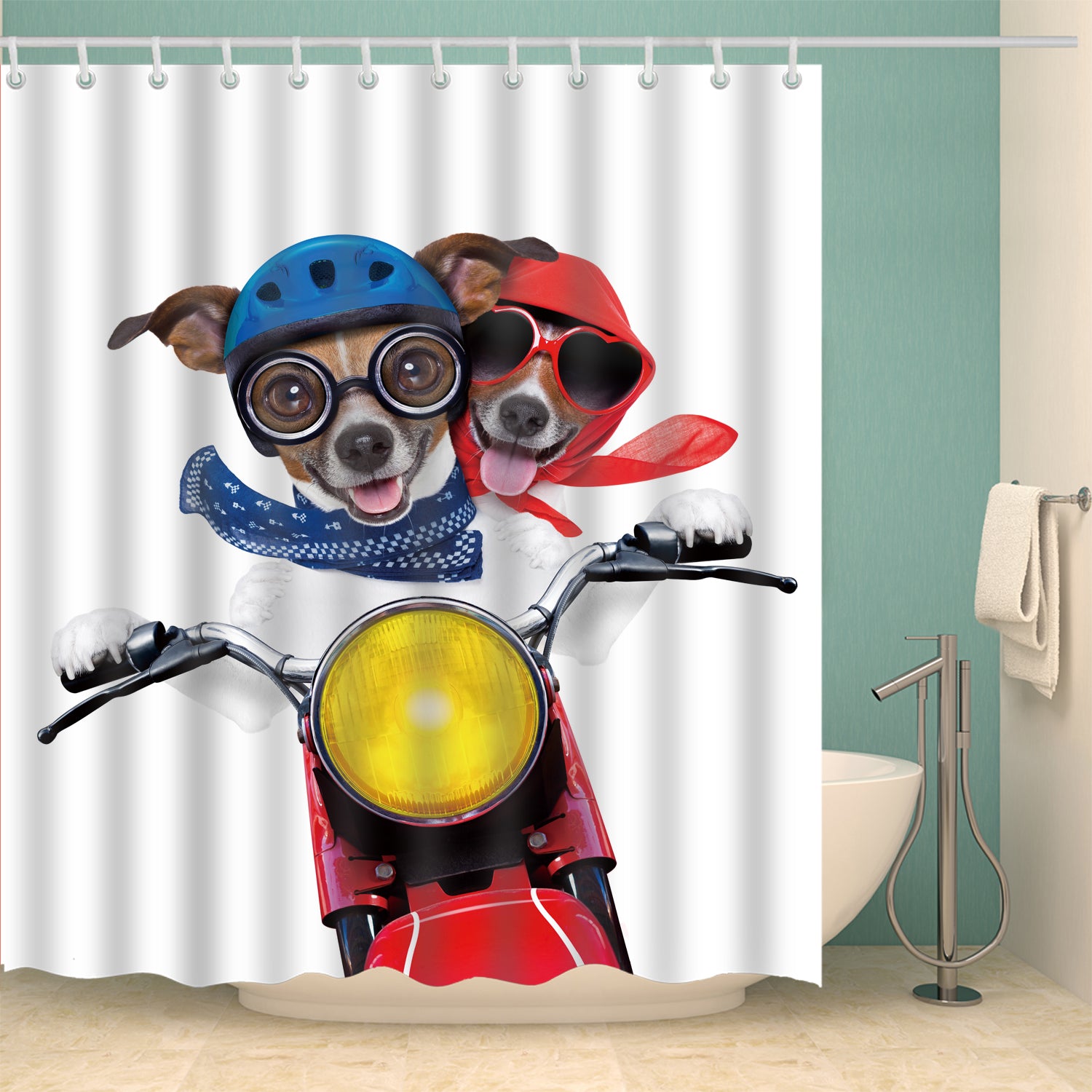 Happy Riding Cute Pet Design Dog Shower Curtain