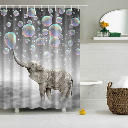 Happy Elephant Bubble Shower Curtain | GoJeek