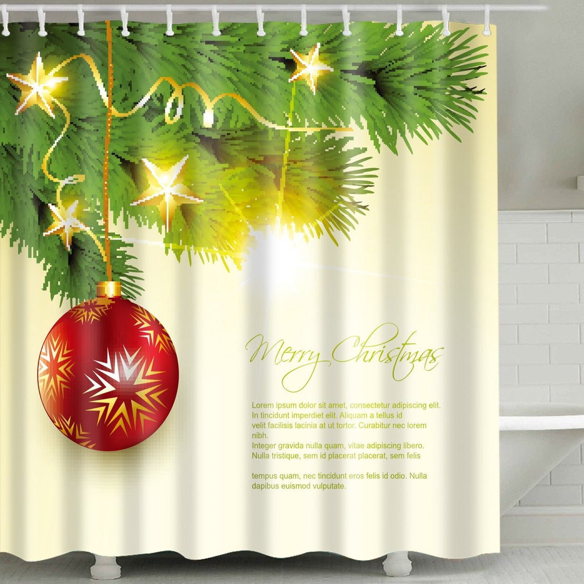 Happy Morning Sunshine Christmas Quotes Shower Curtain
