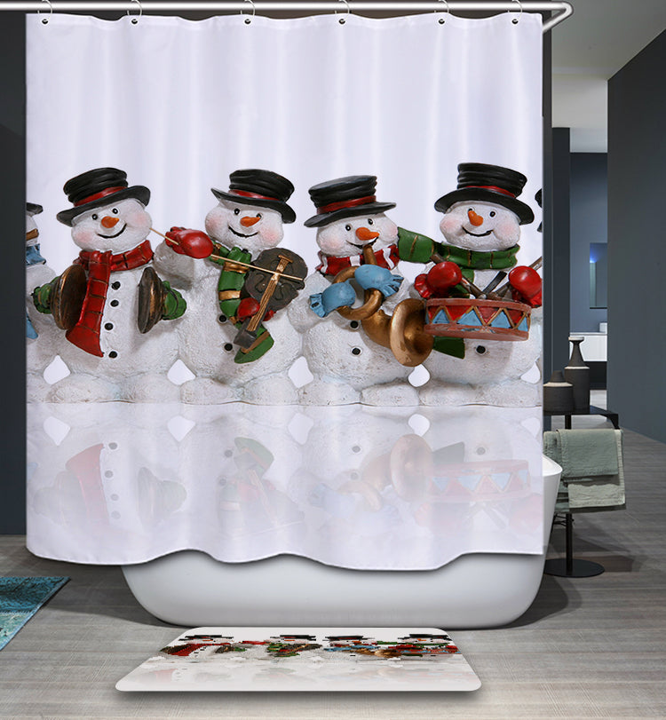 Happy Snowman Quartet Shower Curtain