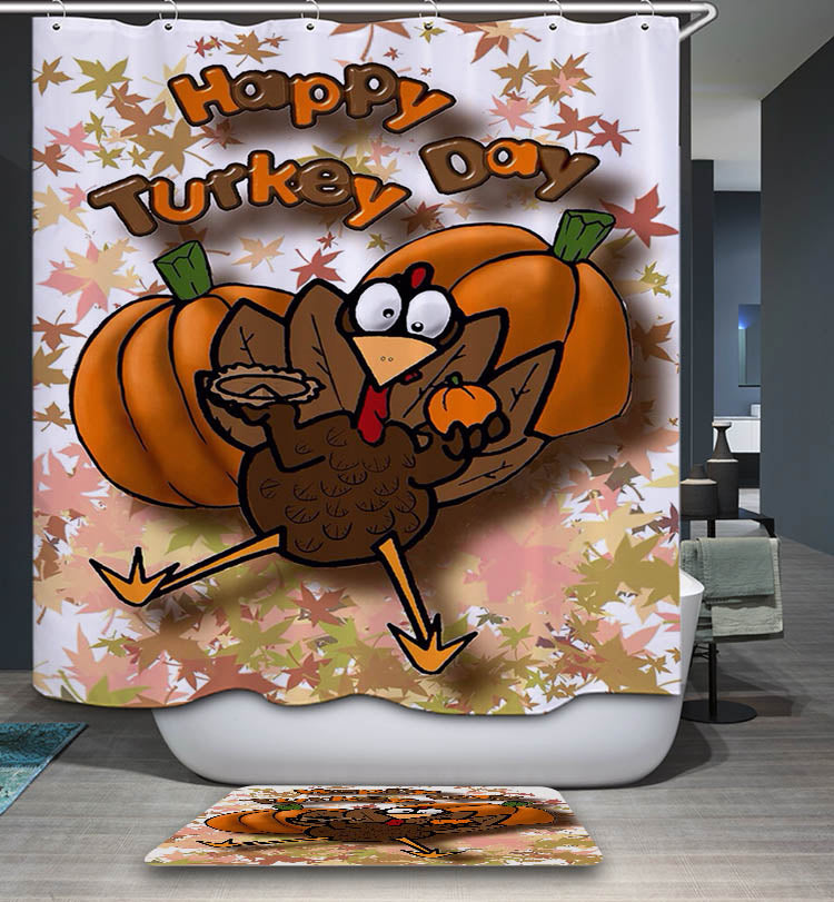 Happy Turkey Day Thanksgiving Shower Curtain