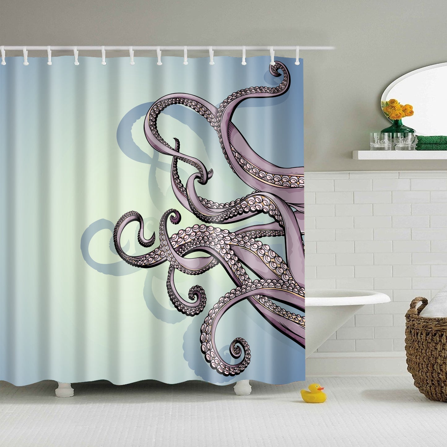 Hard Drawing Octopus Sketch Tentacles Shower Curtain