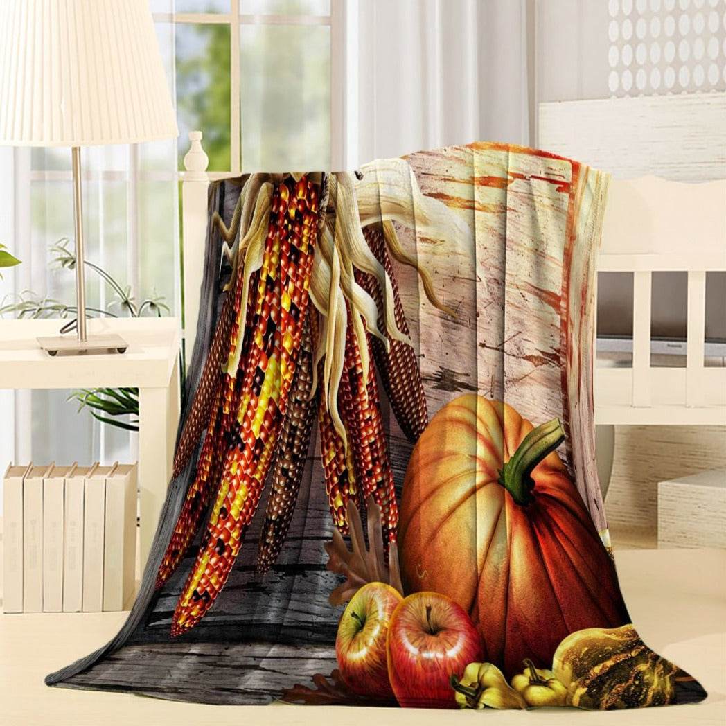 Harvet Vegetables Pumpkin Thanksgiving Throw Blanket