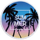 Hawaii Summer Sunset Palm Tree Round Beach Towel