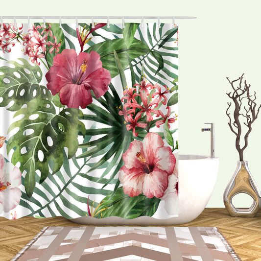 Hawaii Watercolor Tropical Inspiration Shower Curtain