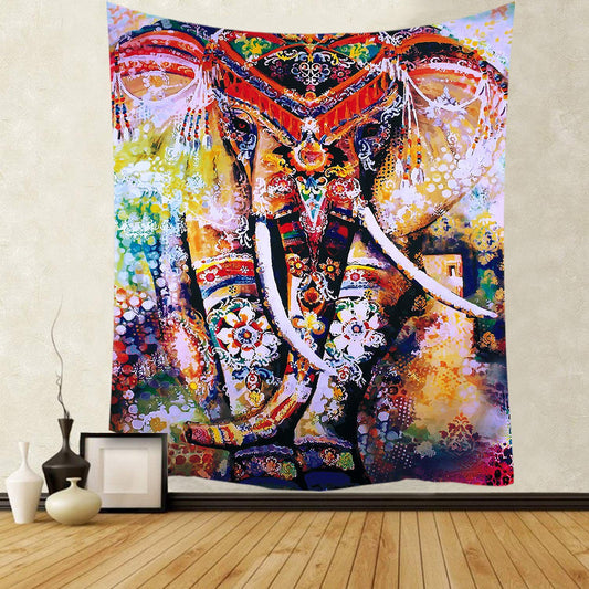 Hippie Watercolor Colorful Elephant Mandala Tapestry Home Living Room Decor