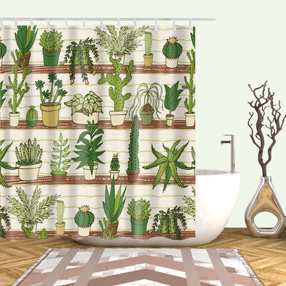 Houseplant Display Cactus Green Plant Shower Curtain