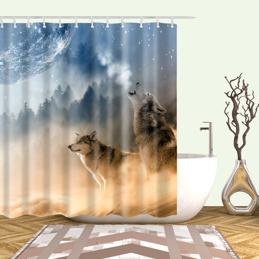 Howling to Moon Wolf Shower Curtain