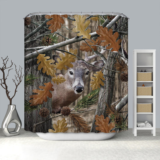 Hunt Season Elk Deer Camo Tree Shower Curtain