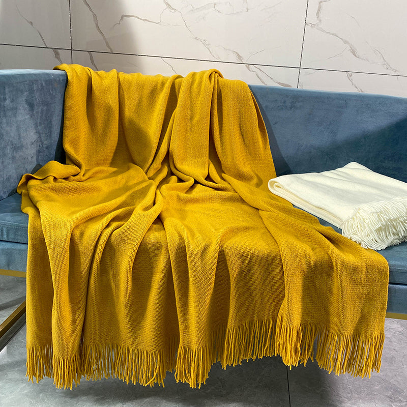 Soft Cozy Lightweight Tassels Decorative Warm Couch Throw Blanket for 4 Seasons