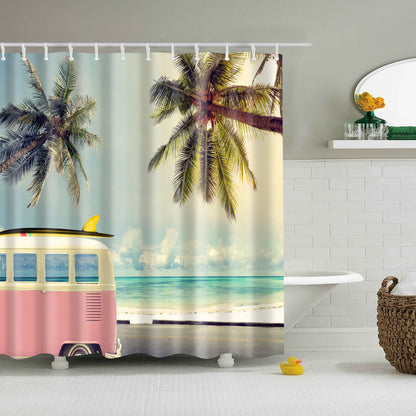 Ice Cream Cart Palm Tree Beach Shower Curtain