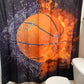 Ice and Fire Basketball Shower Curtain Set - 4 Pcs