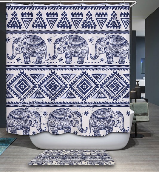 Indian Hipster Ethnic Elephant Shower Curtain