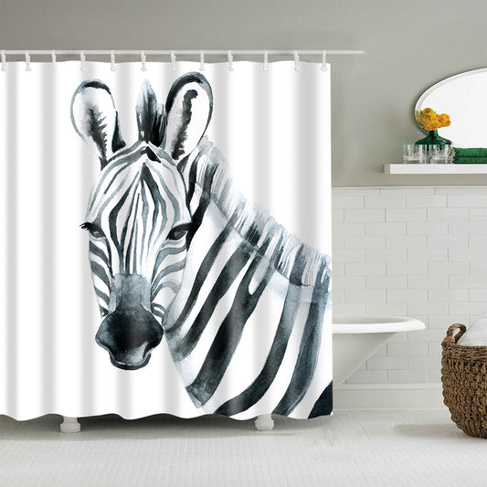 Ink Wash Painting Black White Zebra Shower Curtain