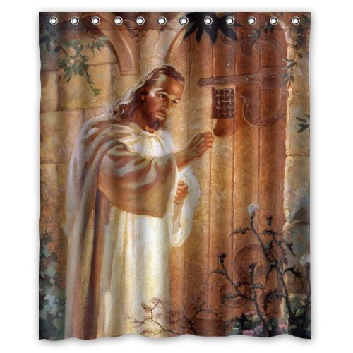 Inspirational Religious Knocking The Door Jesus Shower Curtain