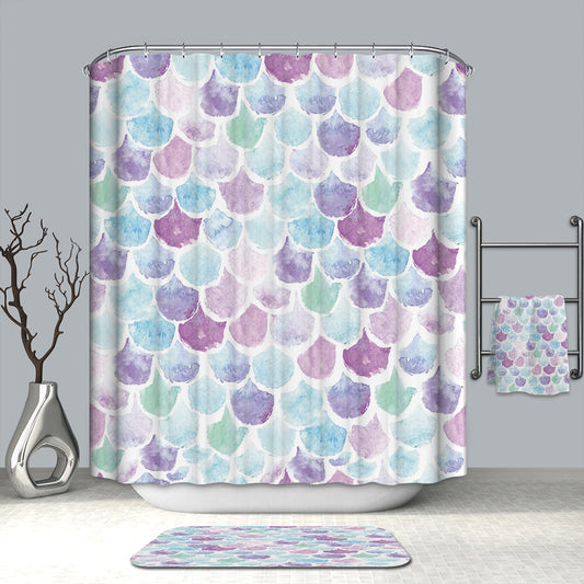 Iridescent Mermaid Pastel Scales Shower Curtain