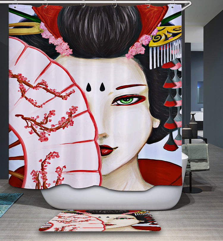 Japan Art Geisha Shower Curtain