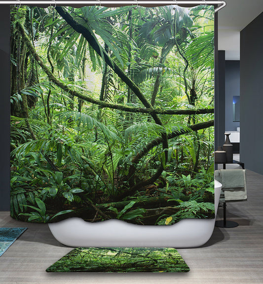 Jungle Forest Trees Shower Curtain Nature Green Bath | GoJeek
