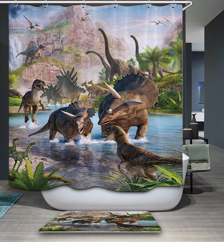 Jurassic Park World Volcanoes Dinosaur Shower Curtain