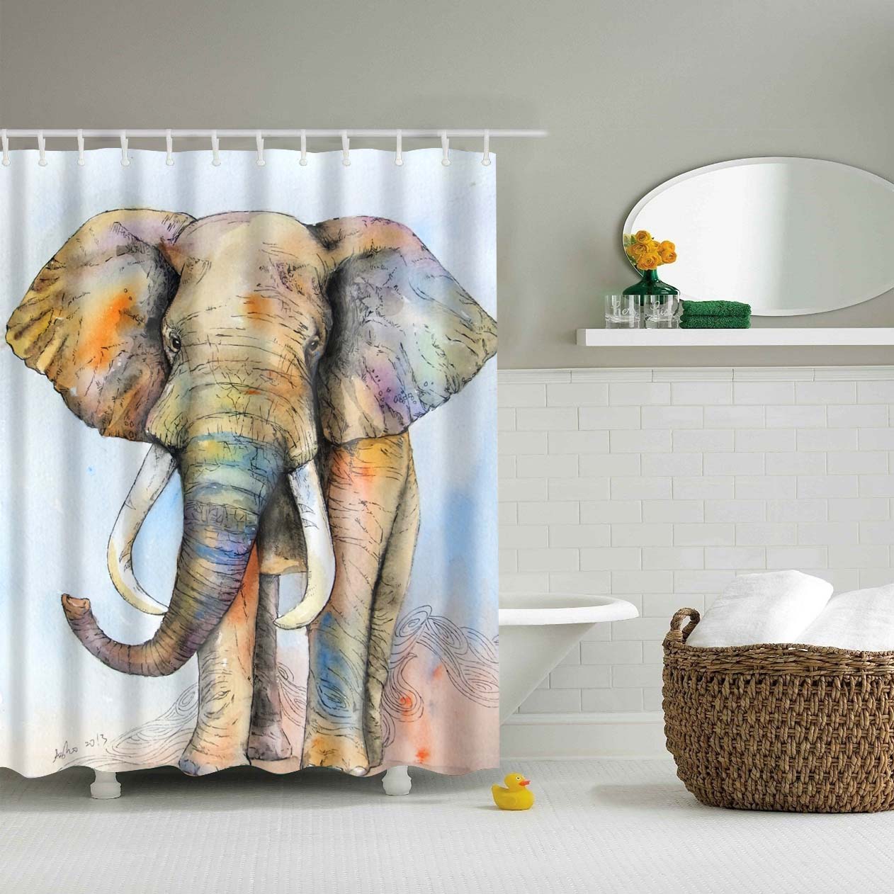Kids Colorful Elephant Shower Curtain | GoJeek