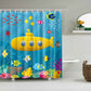 Kids Nautical Yellow Cute Submarine Shower Curtain