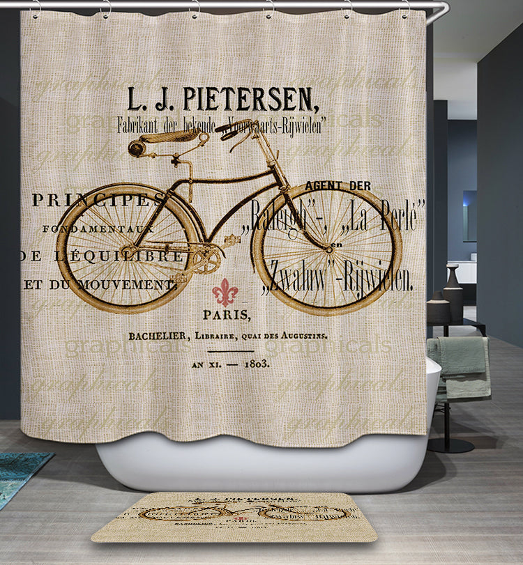 LJ Pietersen Paris Bicycle Shower Curtain