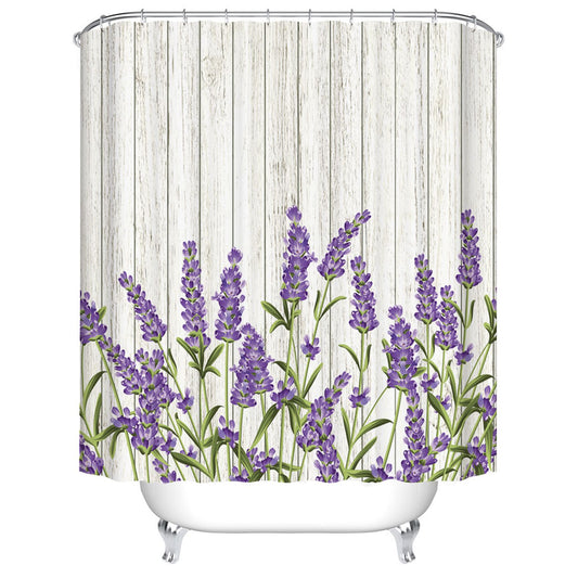Lavender Shower Curtain Rustic White Barn Door
