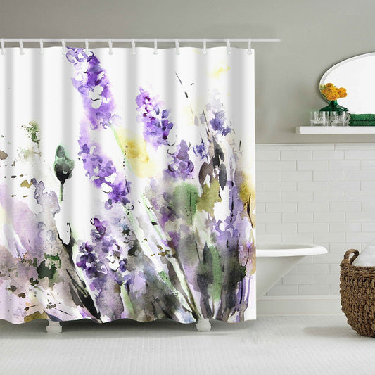 Lavender Flowers Fine Watercolor Art Print Shower Curtain