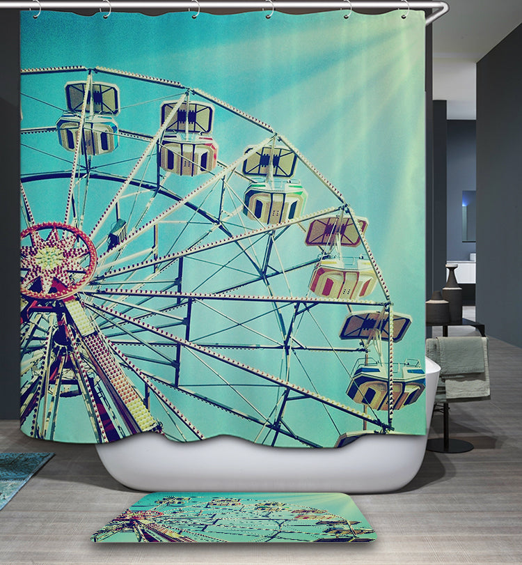 Lemon Green Ferris Wheel Shower Curtain