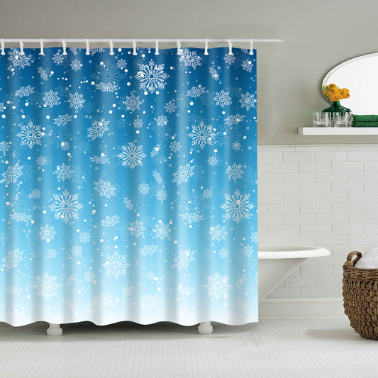 Light White Blue Snowflake Shower Curtain