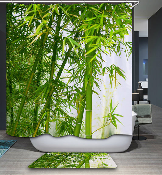 Lime Green Bamboo Fabric Shower Curtain