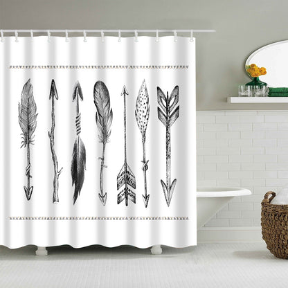Line Ink Art Boho Collection Eagle Feather Shower Curtain
