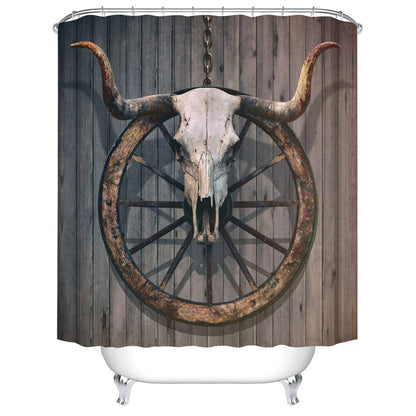 Long Horned Bull Skull Shower Curtain