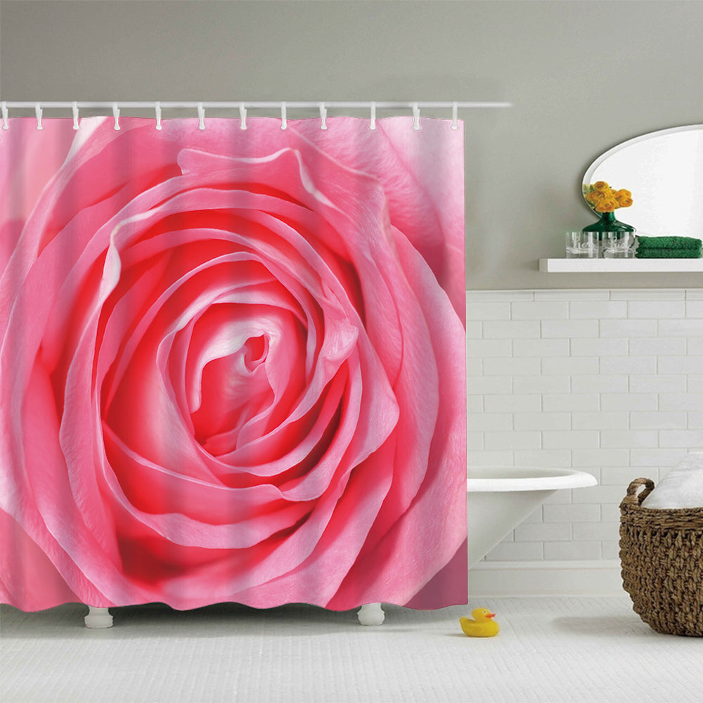 Lovely Mandala Design Petal Macro Close up Pink Rose Shower Curtain