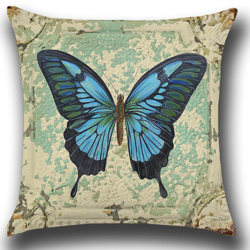 Lovely Blue Butterfly Throw Pillow Cover