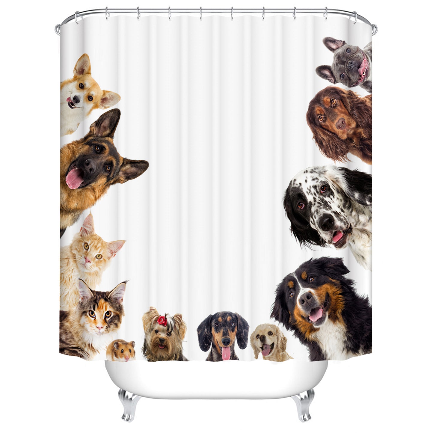 Lover of Puppy Dog Breed And Cats Watching You Funny Shower Curtain