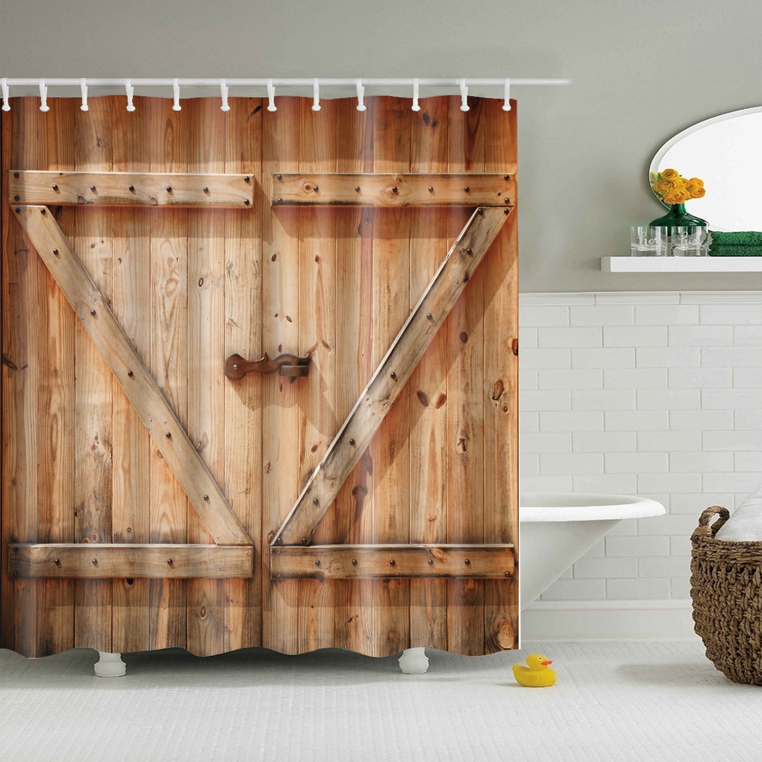 Low Z Plank Barn Door Print Shower Curtain
