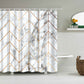 Luxurious Golden Geometric Lines White Marble Shower Curtain