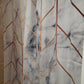 Golden Geometric Lines White Marble Shower Curtain