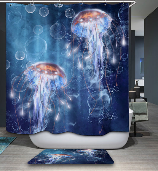 Magic Bubble Orange Jellyfish Shower Curtain