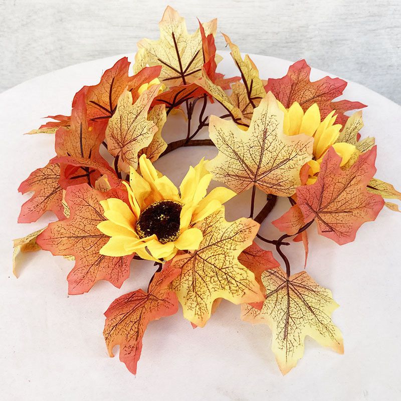 Maple Leaves Fall Pillar Candle Rings - 4 Pack