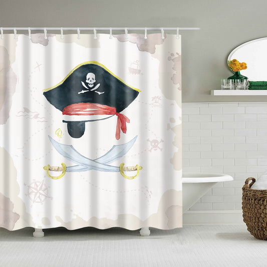 Medieval Treasure Map Pirate Gear Shower Curtain