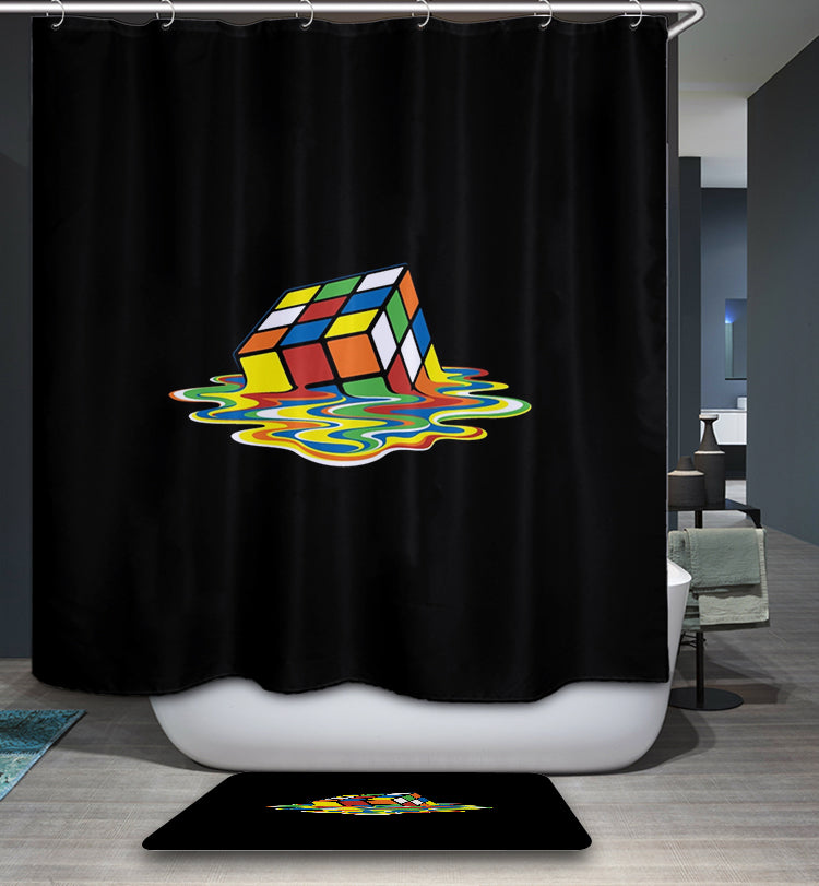 Melted Magic Rubik's Cube Geek Shower Curtain