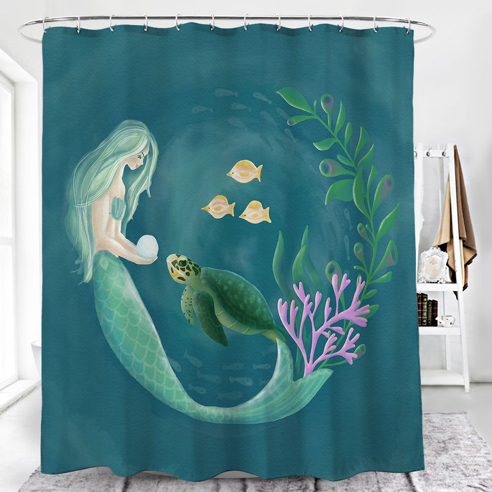 Mermaid Gift of Pearl Sea Turtle Shower Curtain