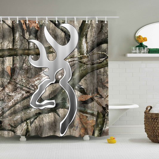 Metal Browning Camo Tree Branch Shower Curtain | GoJeek